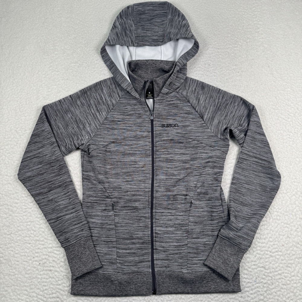 Burton DryRide Full Zip Hoodie Women Medium Gray Fleece Snowboard Hiking